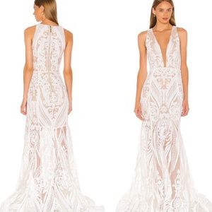 Bronx and Banco white sequined wedding dress